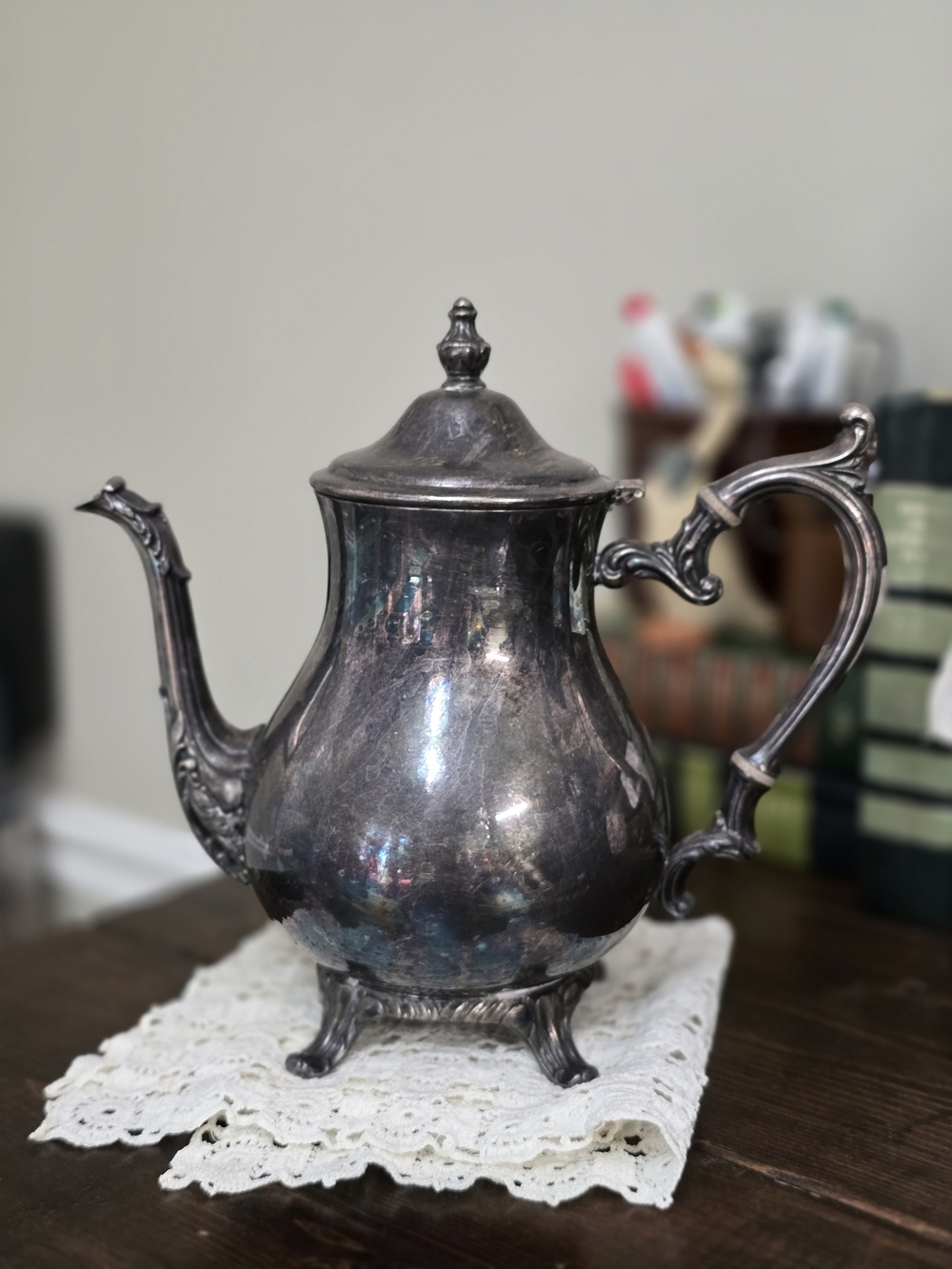 Antique-Style Silver Plated Coffee Pot